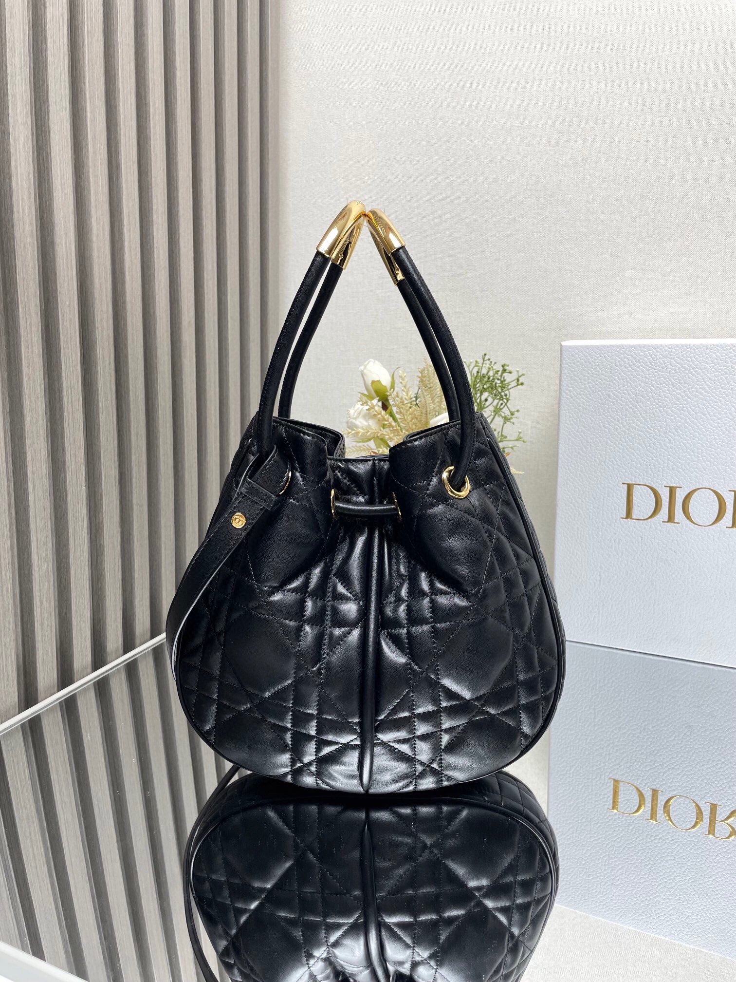 Dior Nolita Medium Bag in Black Macrocannage Lambskin