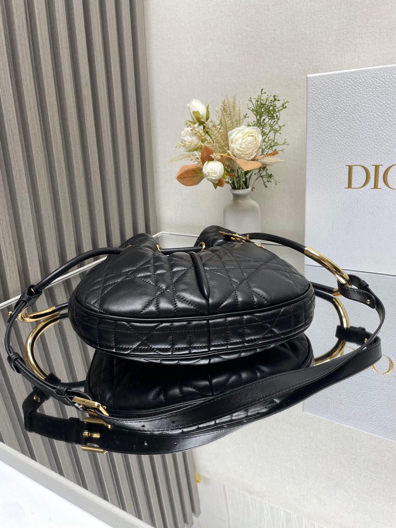 Dior Nolita Medium Bag in Black Macrocannage Lambskin