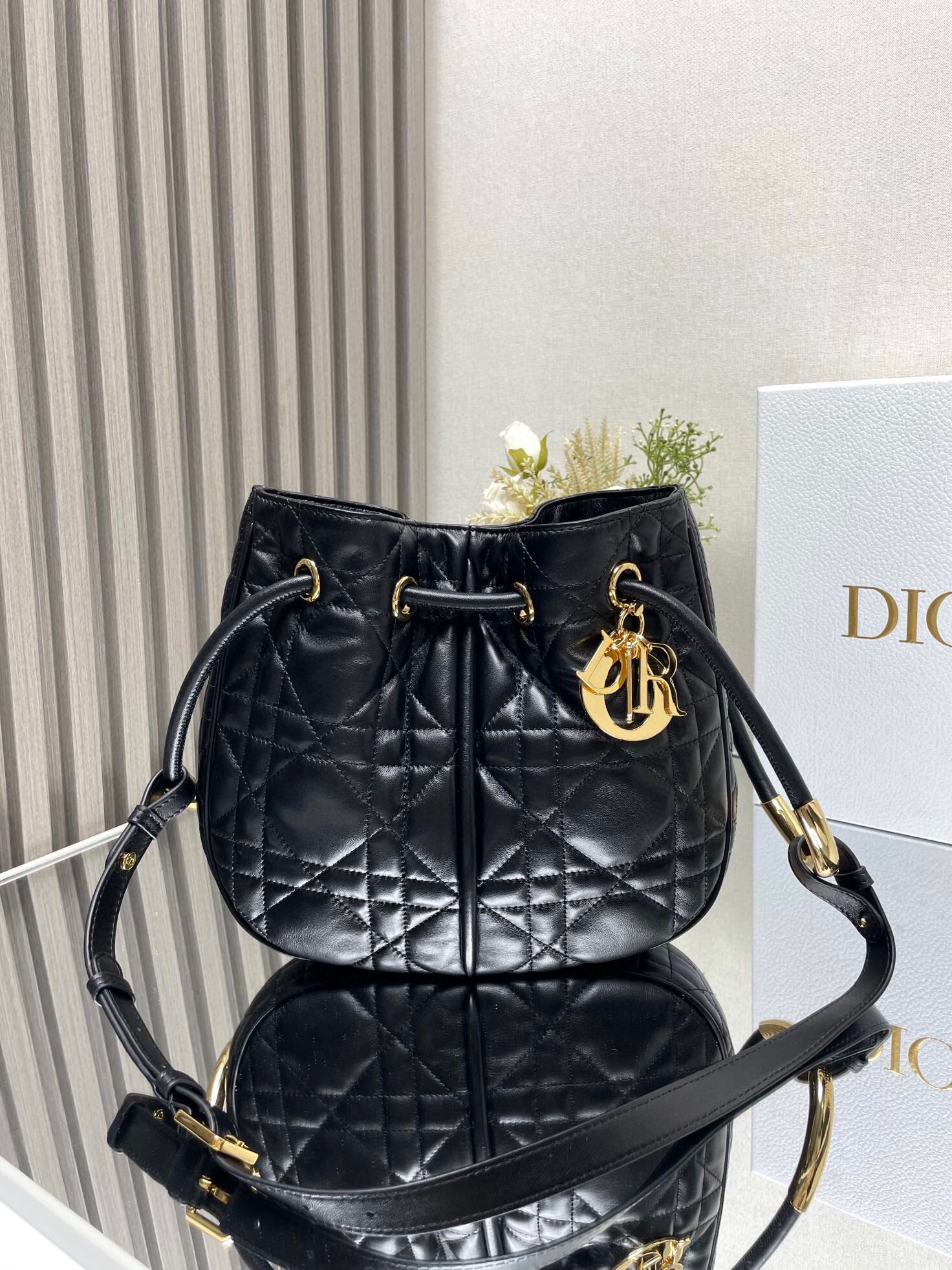 Dior Nolita Medium Bag in Black Macrocannage Lambskin