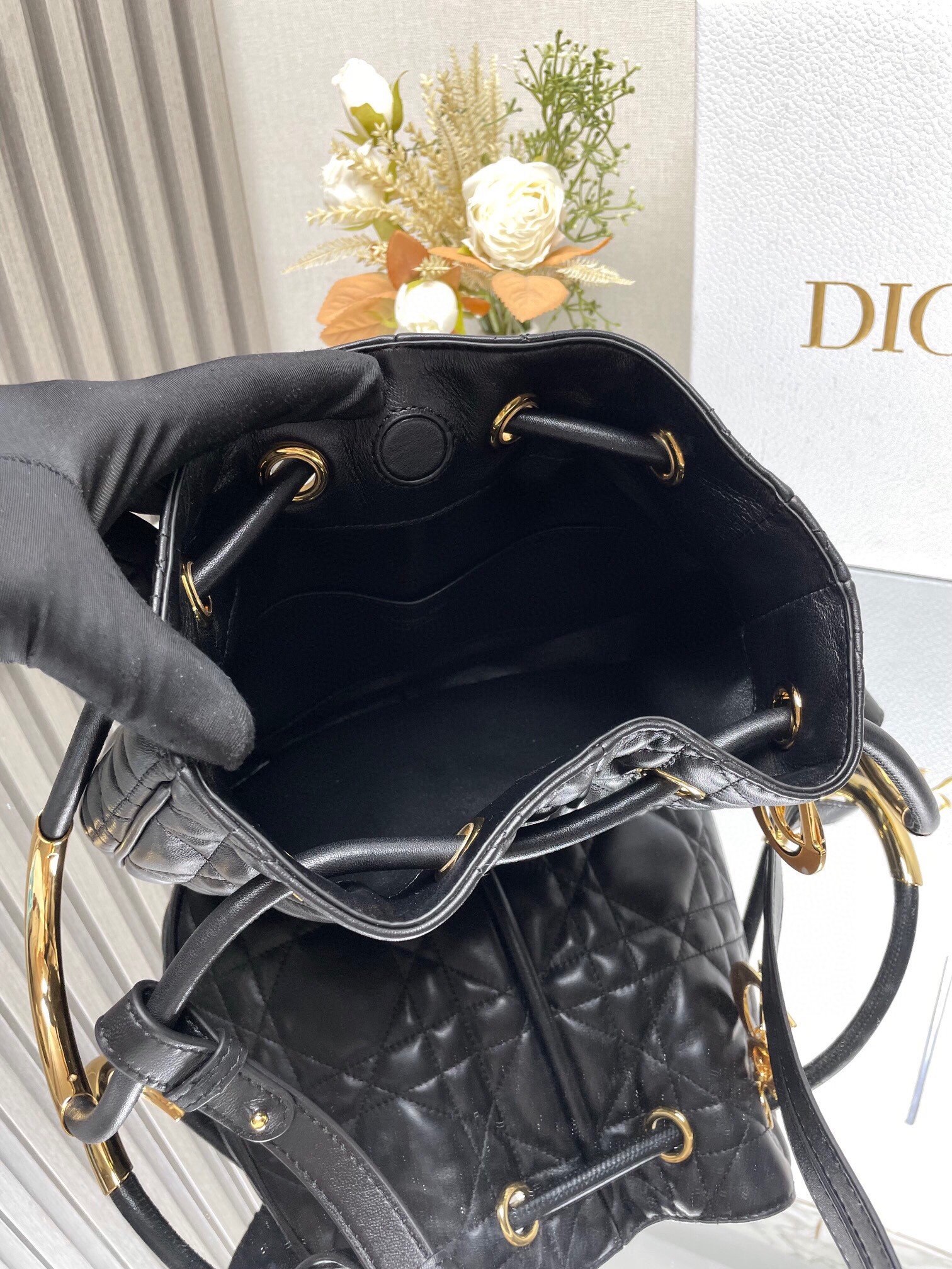 Dior Nolita Medium Bag in Black Macrocannage Lambskin