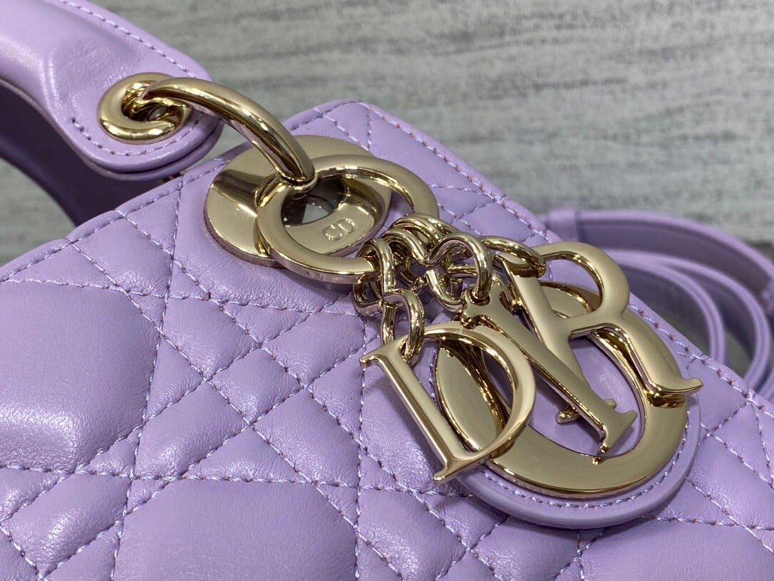 Dior Lady Dior Mini Bag with Chain in Lilas Cannage Lambskin