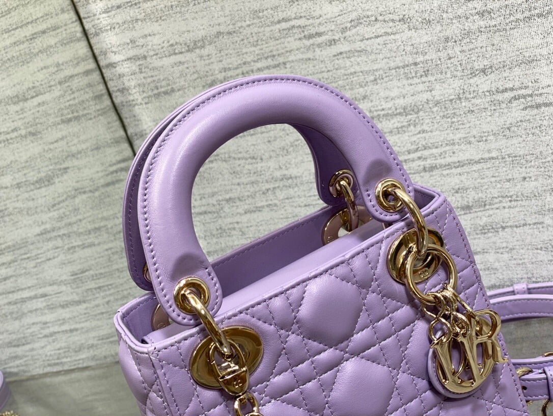 Dior Lady Dior Mini Bag with Chain in Lilas Cannage Lambskin