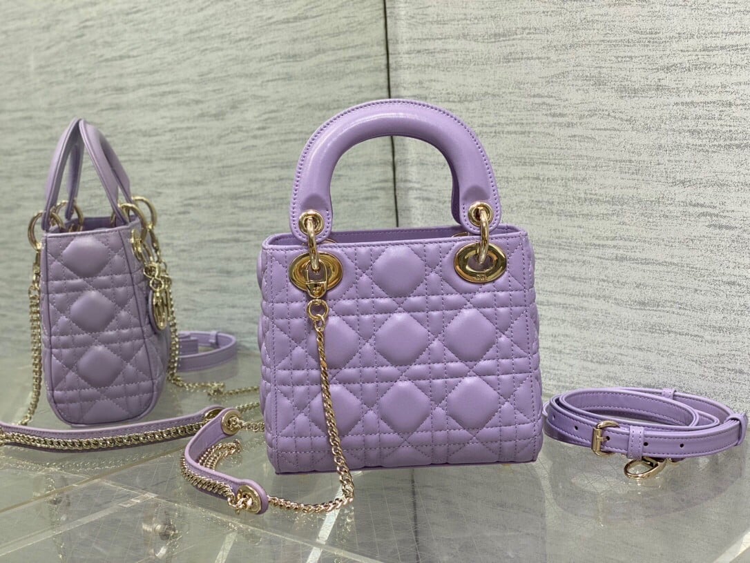 Dior Lady Dior Mini Bag with Chain in Lilas Cannage Lambskin