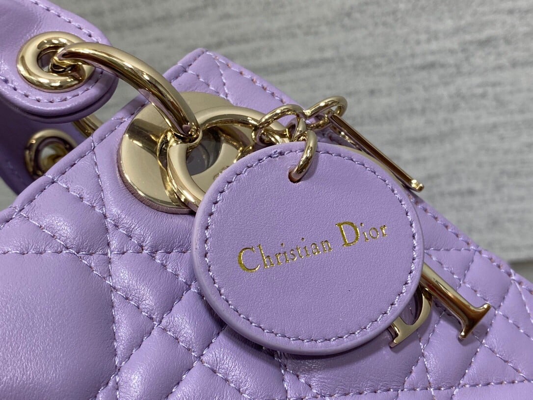 Dior Lady Dior Mini Bag with Chain in Lilas Cannage Lambskin