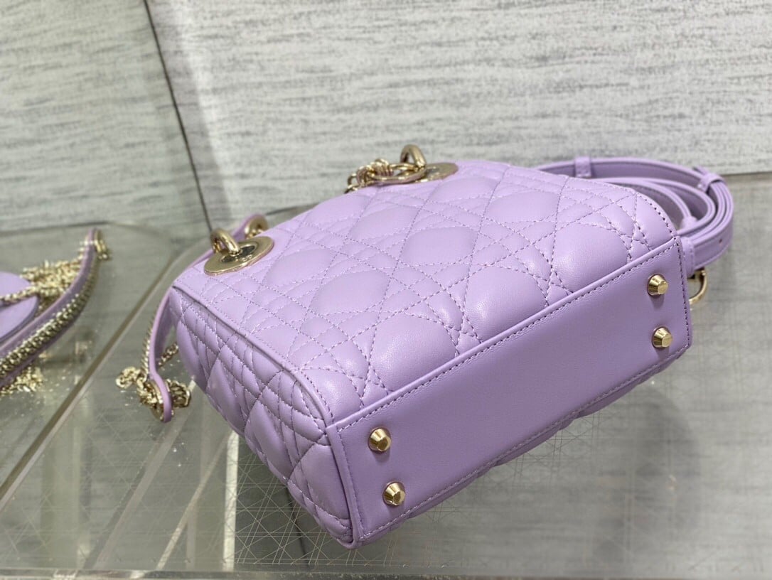 Dior Lady Dior Mini Bag with Chain in Lilas Cannage Lambskin