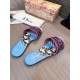 Dior Dway Slides In Blue Multicolor D-Jungle Pop Cotton