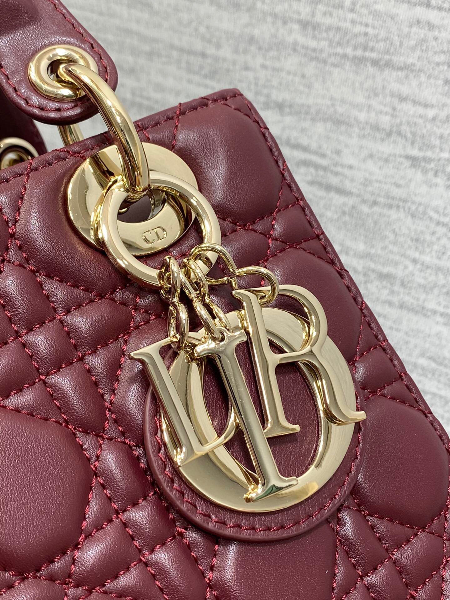 Dior Small Lady Dior My ABCDior Bag in Burgundy Lambskin