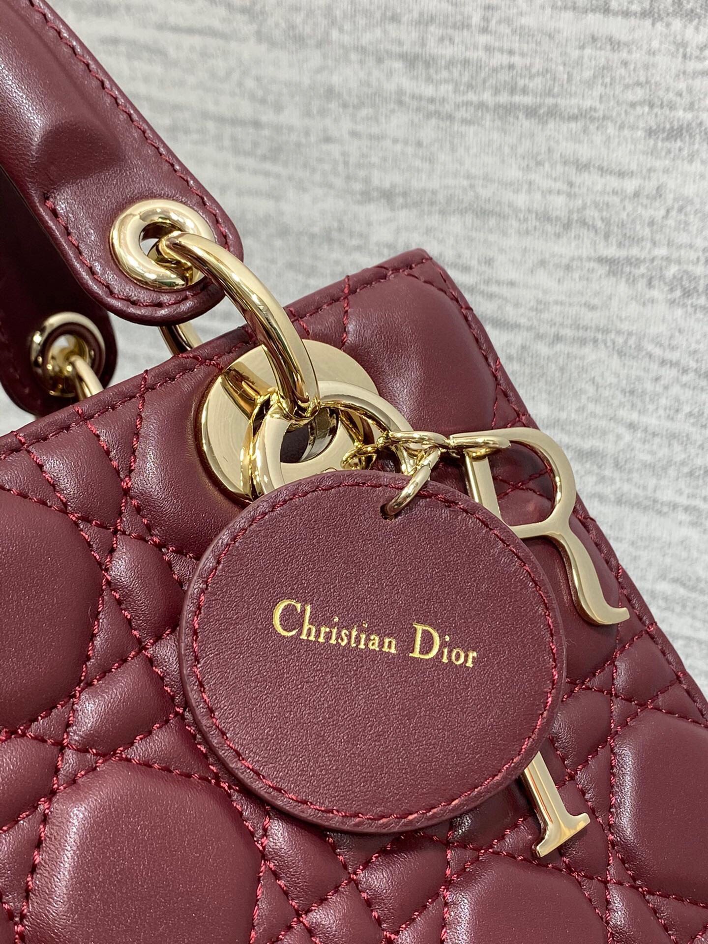 Dior Small Lady Dior My ABCDior Bag in Burgundy Lambskin