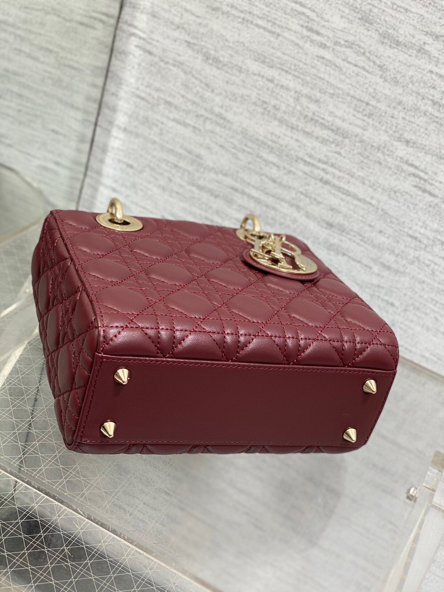 Dior Small Lady Dior My ABCDior Bag in Burgundy Lambskin