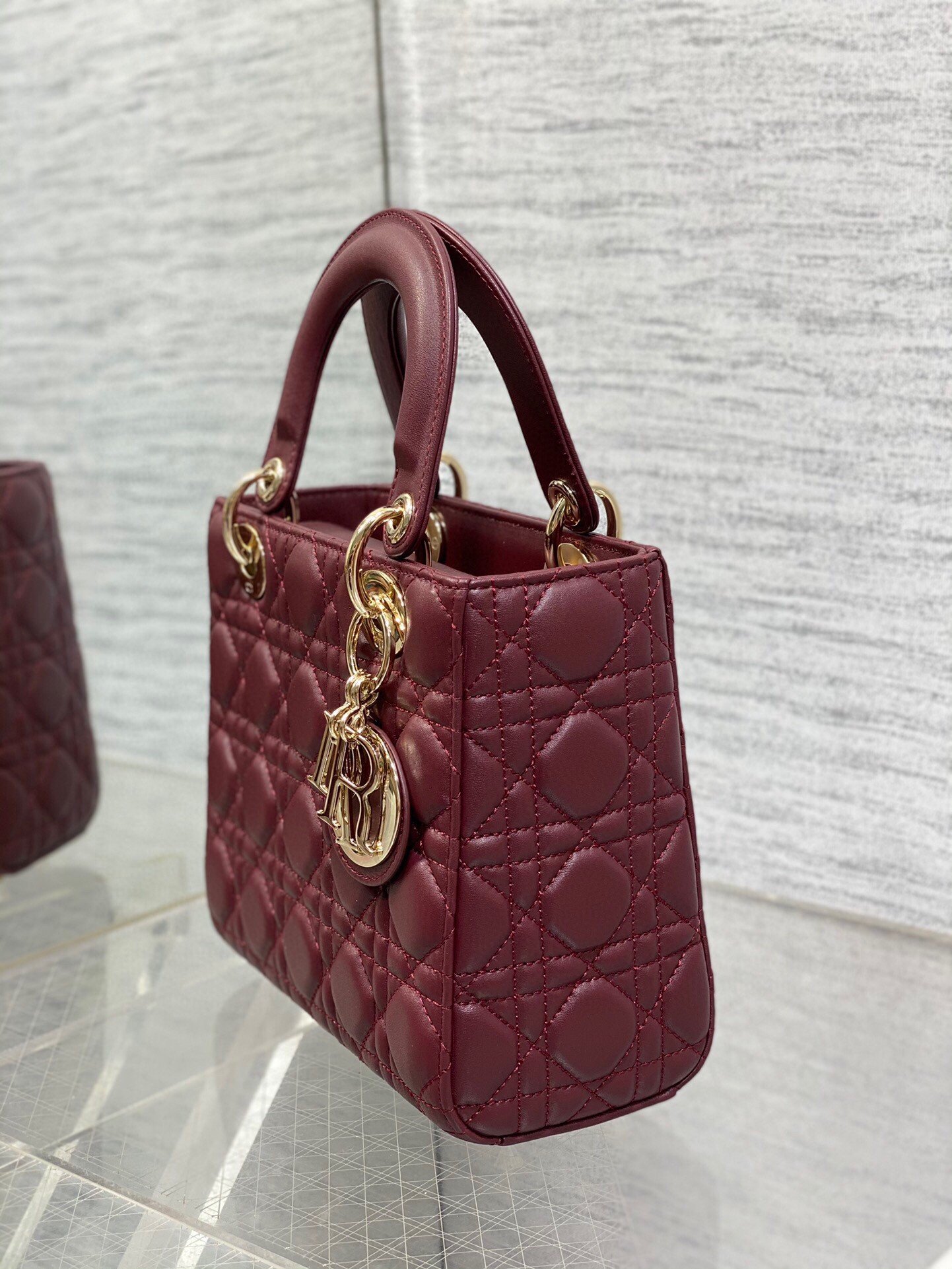 Dior Small Lady Dior My ABCDior Bag in Burgundy Lambskin