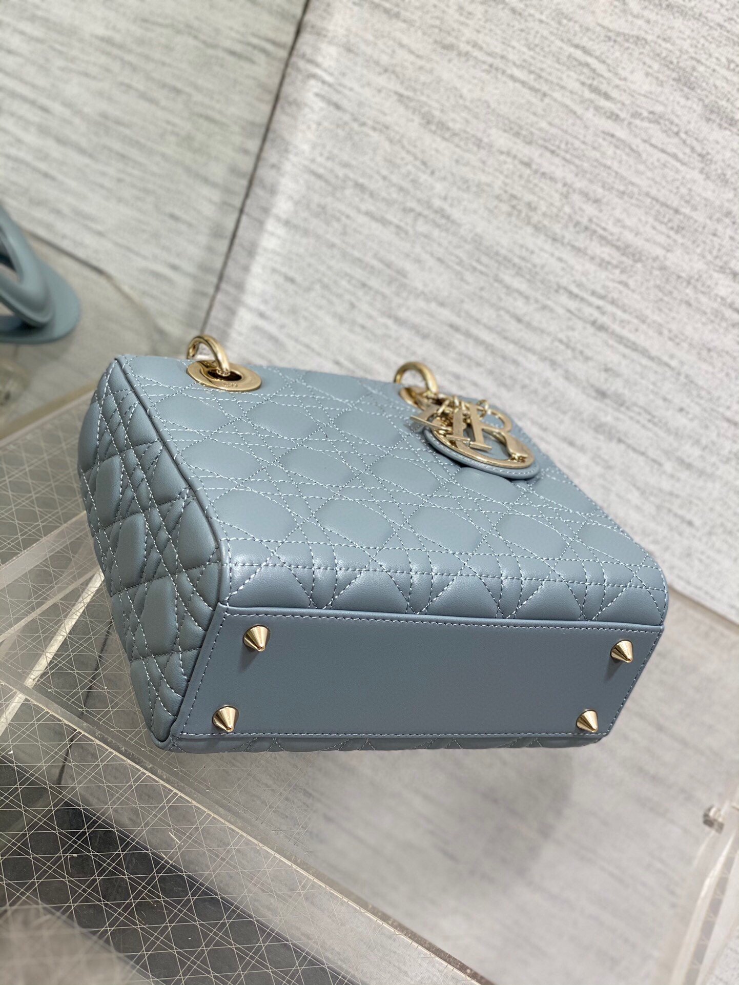 Dior Small Lady Dior My ABCDior Bag in Sky Blue Lambskin