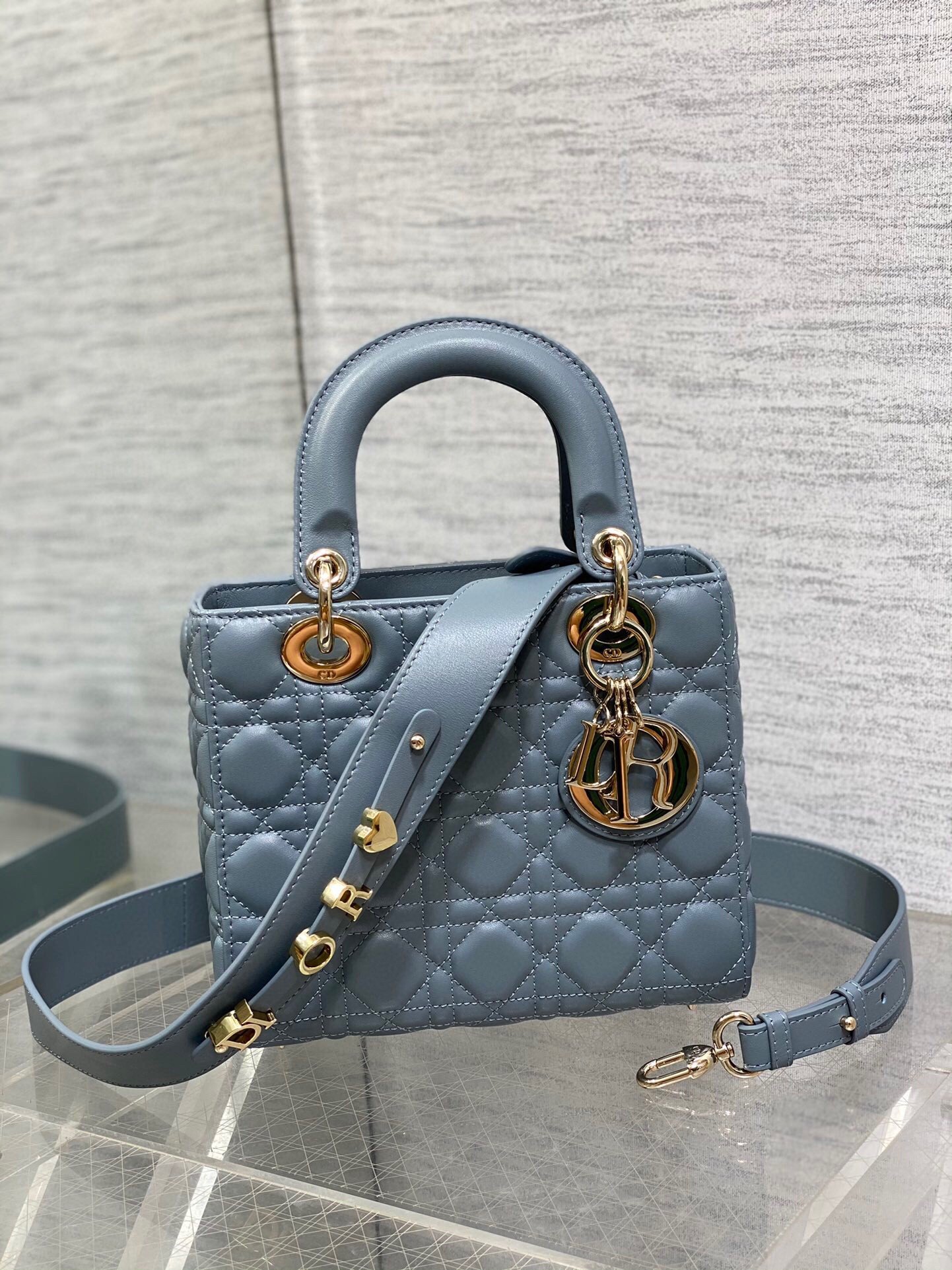 Dior Small Lady Dior My ABCDior Bag in Sky Blue Lambskin