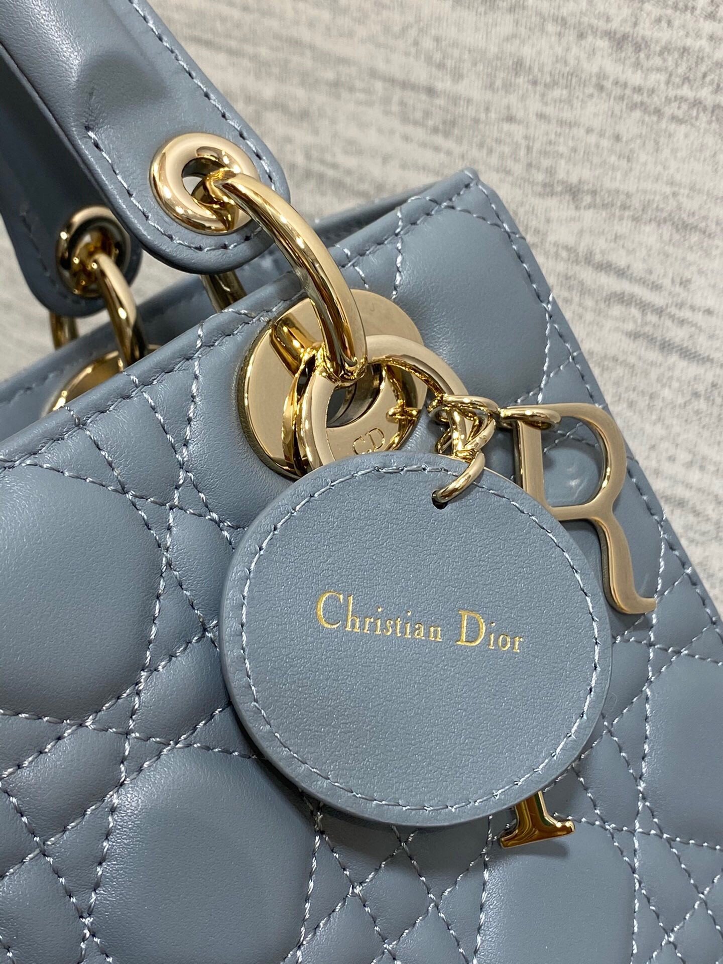 Dior Small Lady Dior My ABCDior Bag in Sky Blue Lambskin