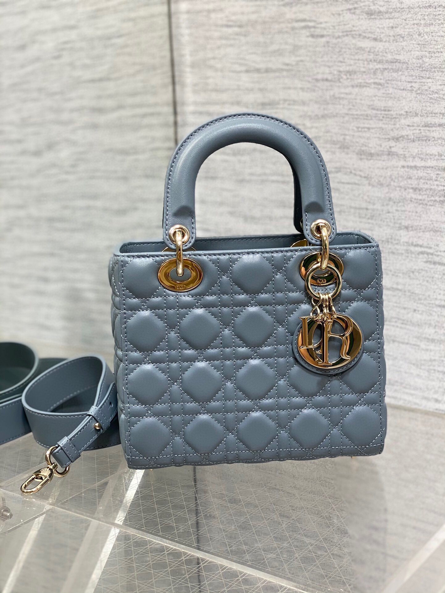 Dior Small Lady Dior My ABCDior Bag in Sky Blue Lambskin