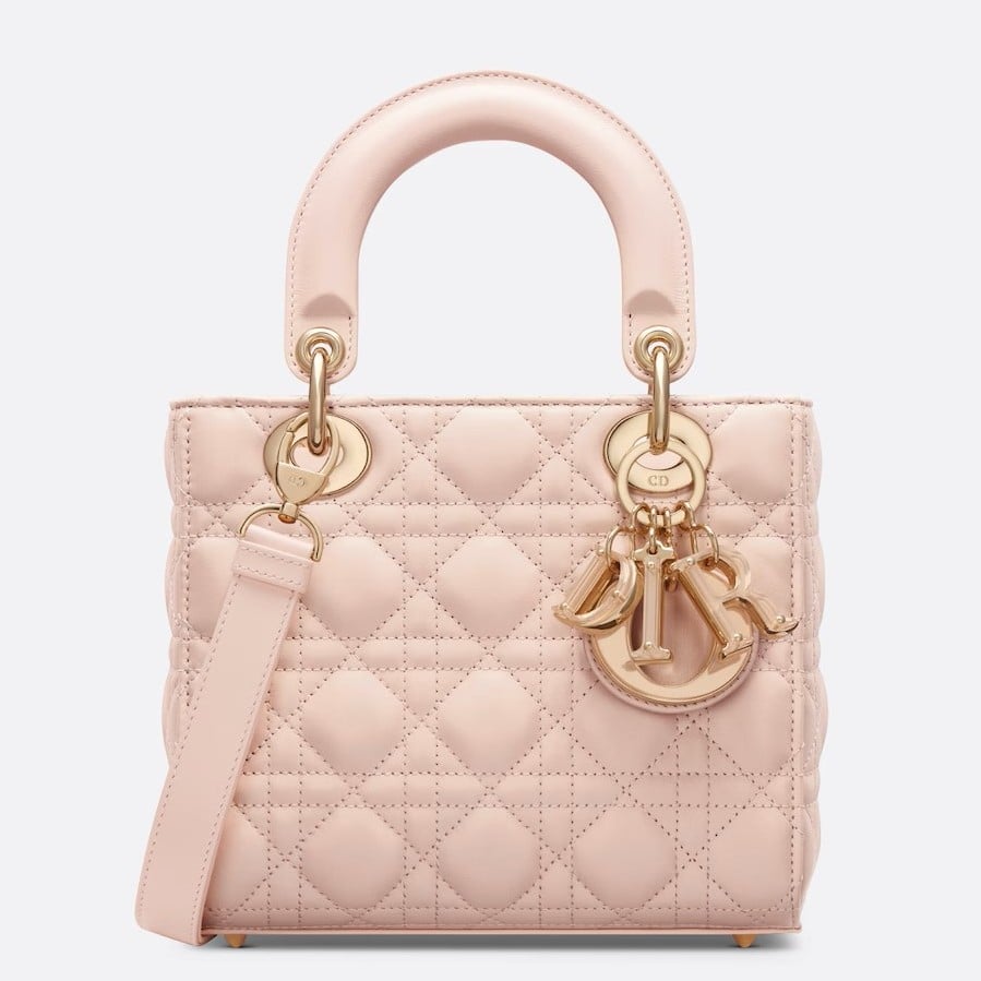 Dior Small Lady Dior Bag in Pink Lambskin with Resin Charms