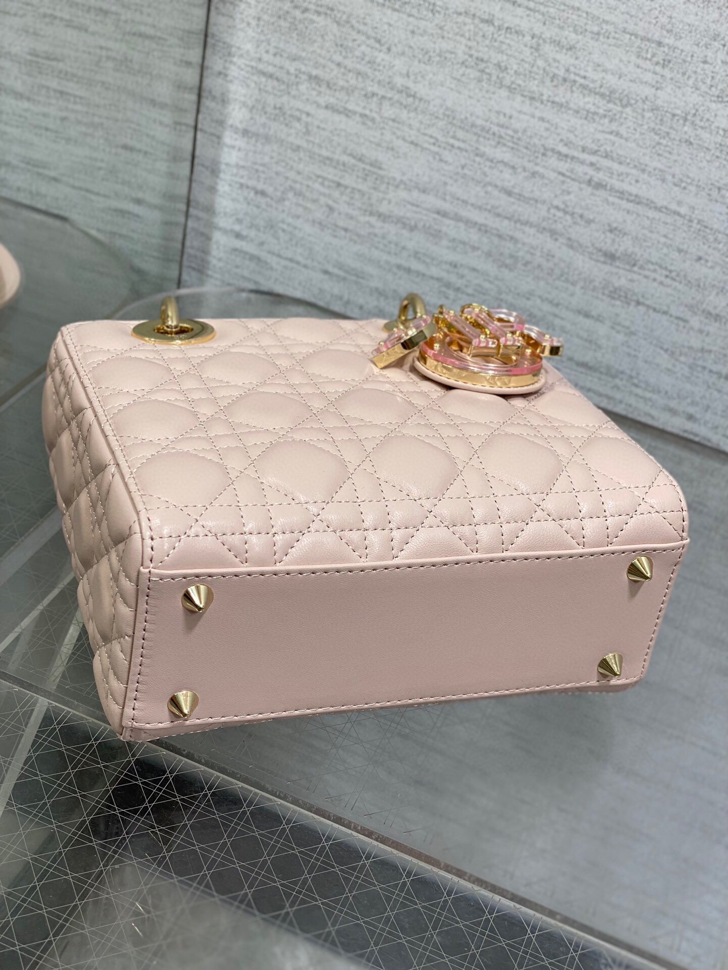 Dior Small Lady Dior Bag in Pink Lambskin with Resin Charms