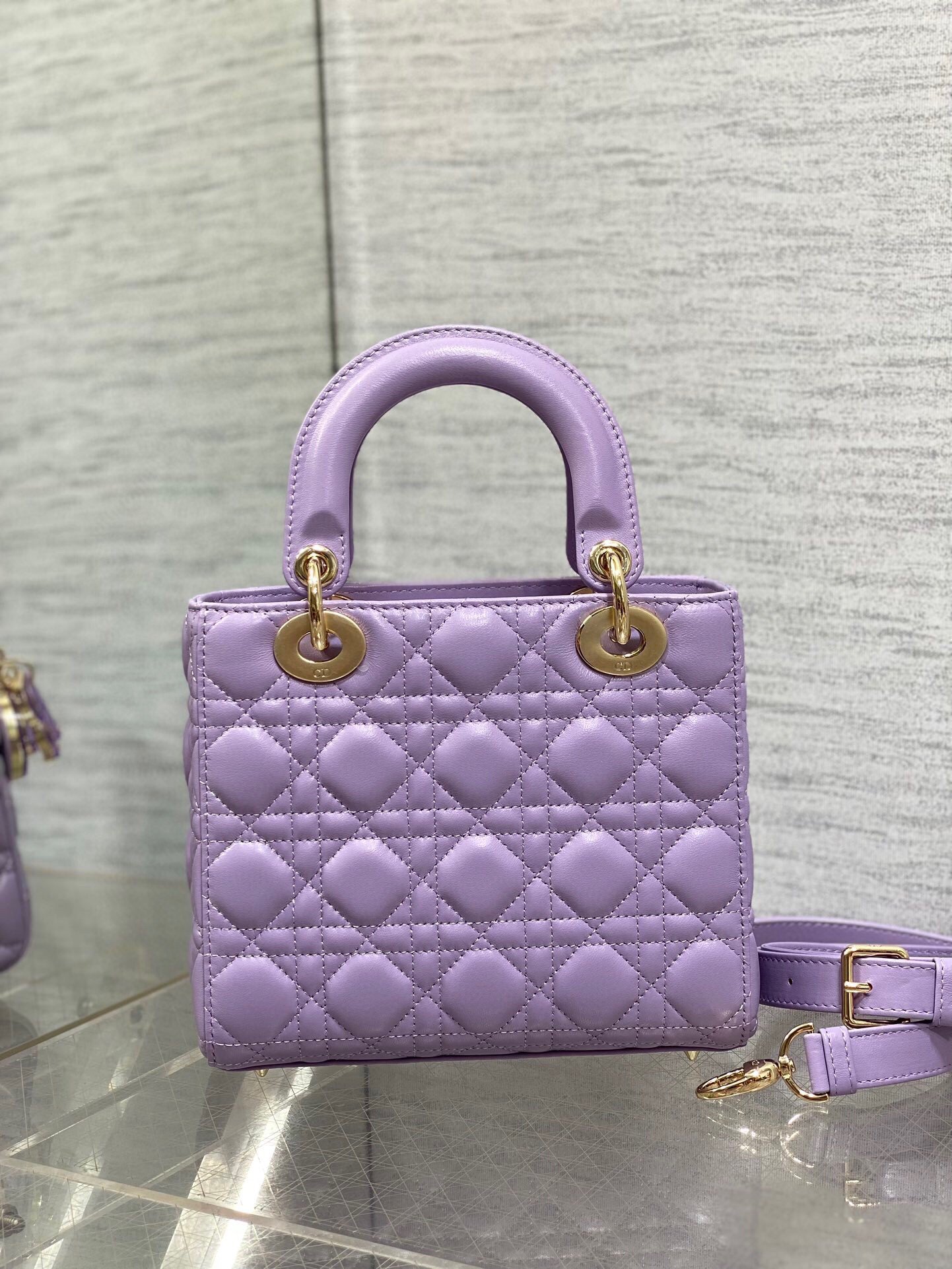 Dior Small Lady Dior Bag in Lilas Lambskin with Resin Charms