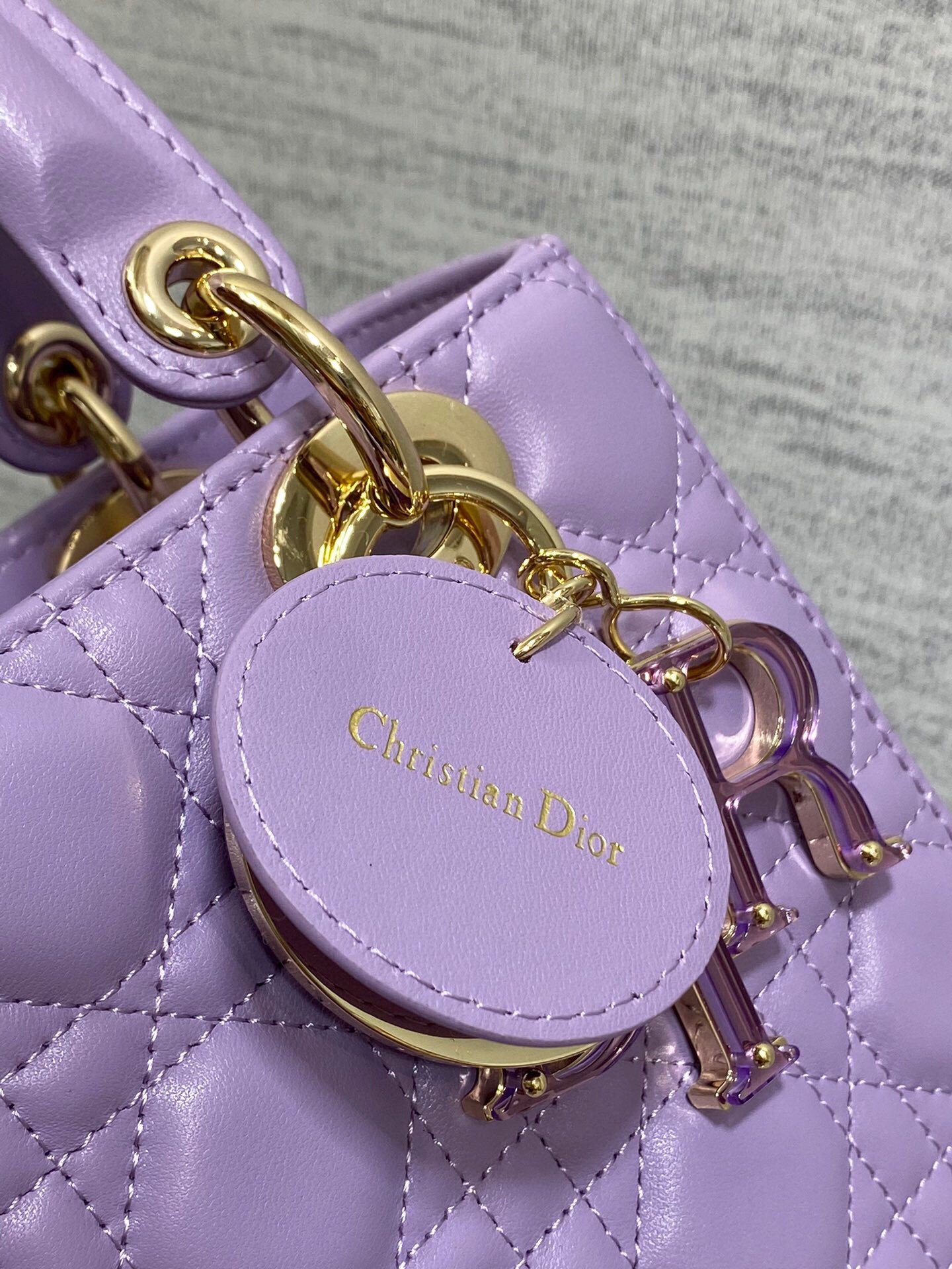 Dior Small Lady Dior Bag in Lilas Lambskin with Resin Charms