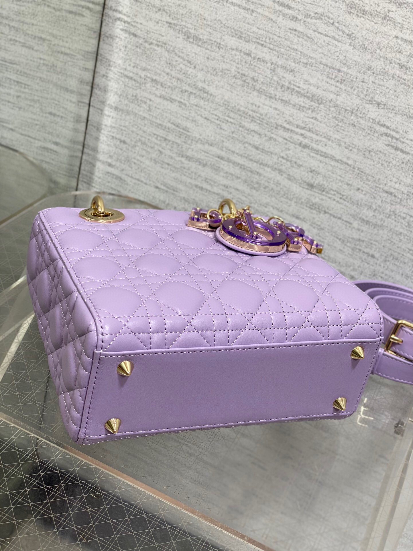 Dior Small Lady Dior Bag in Lilas Lambskin with Resin Charms