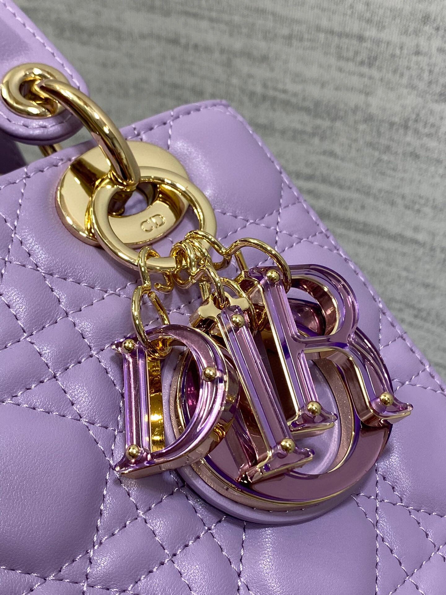 Dior Small Lady Dior Bag in Lilas Lambskin with Resin Charms