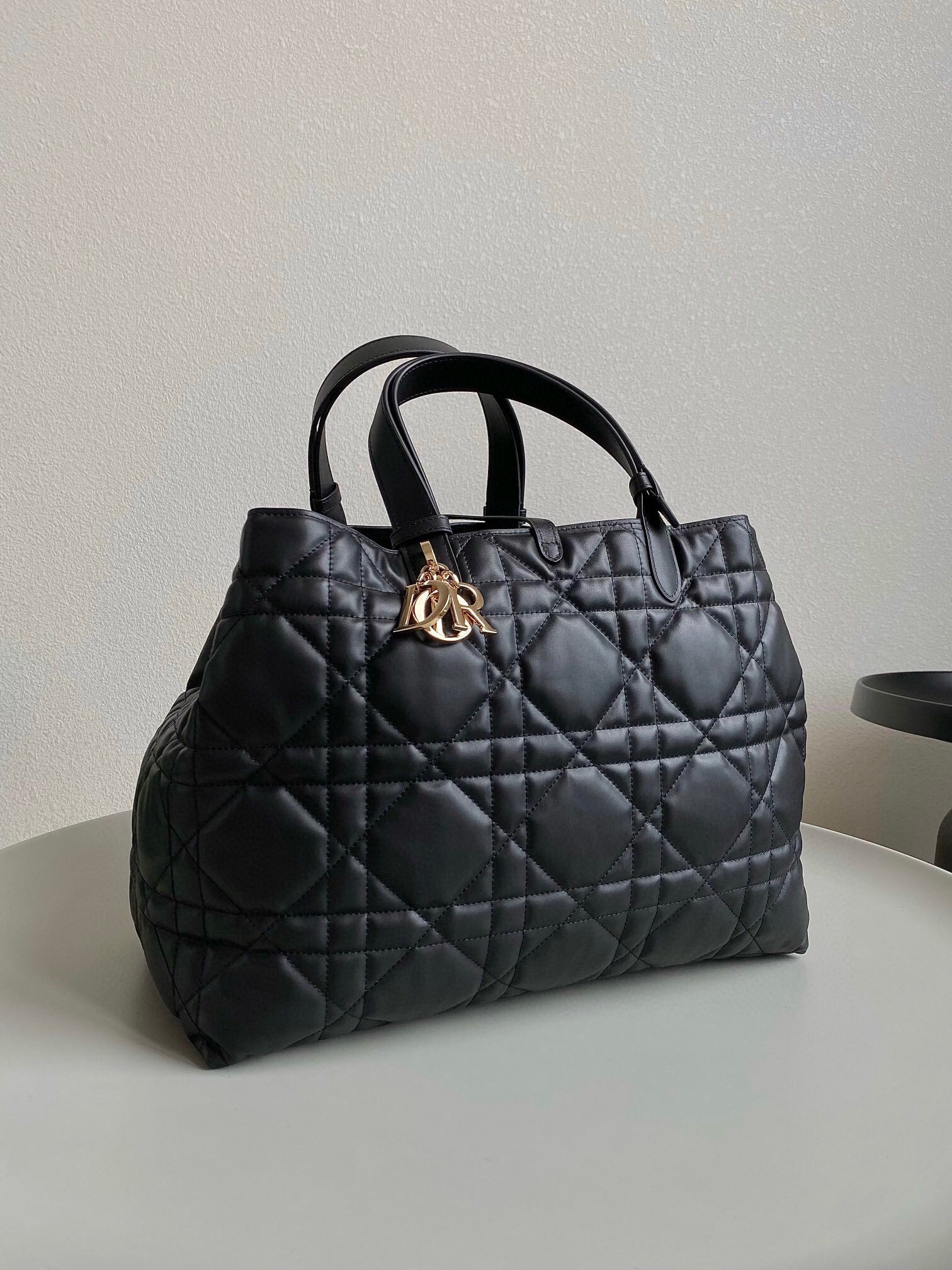 Dior Toujours Large Bag in Black Macrocannage Calfskin