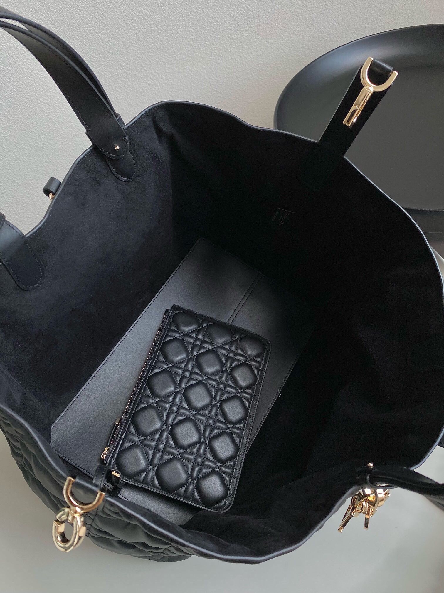 Dior Toujours Large Bag in Black Macrocannage Calfskin