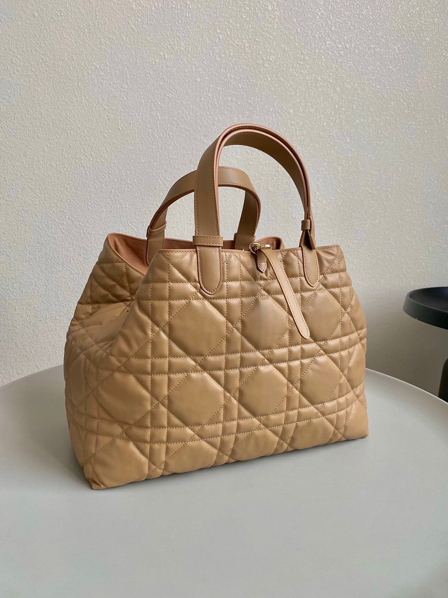 Dior Toujours Large Bag in Brown Macrocannage Calfskin