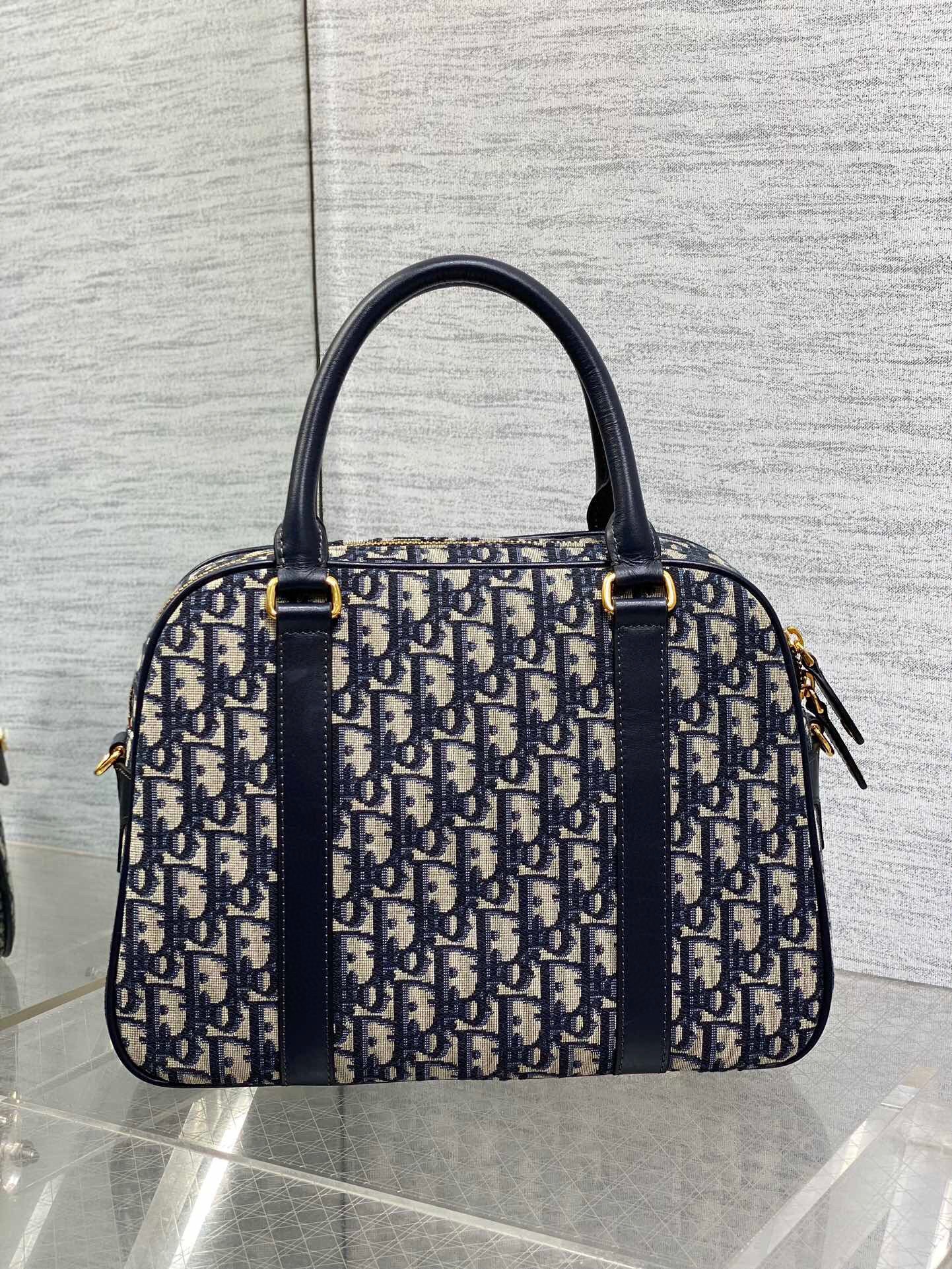 Dior D-Vibe Bowling Large Bag in Blue Oblique Jacquard