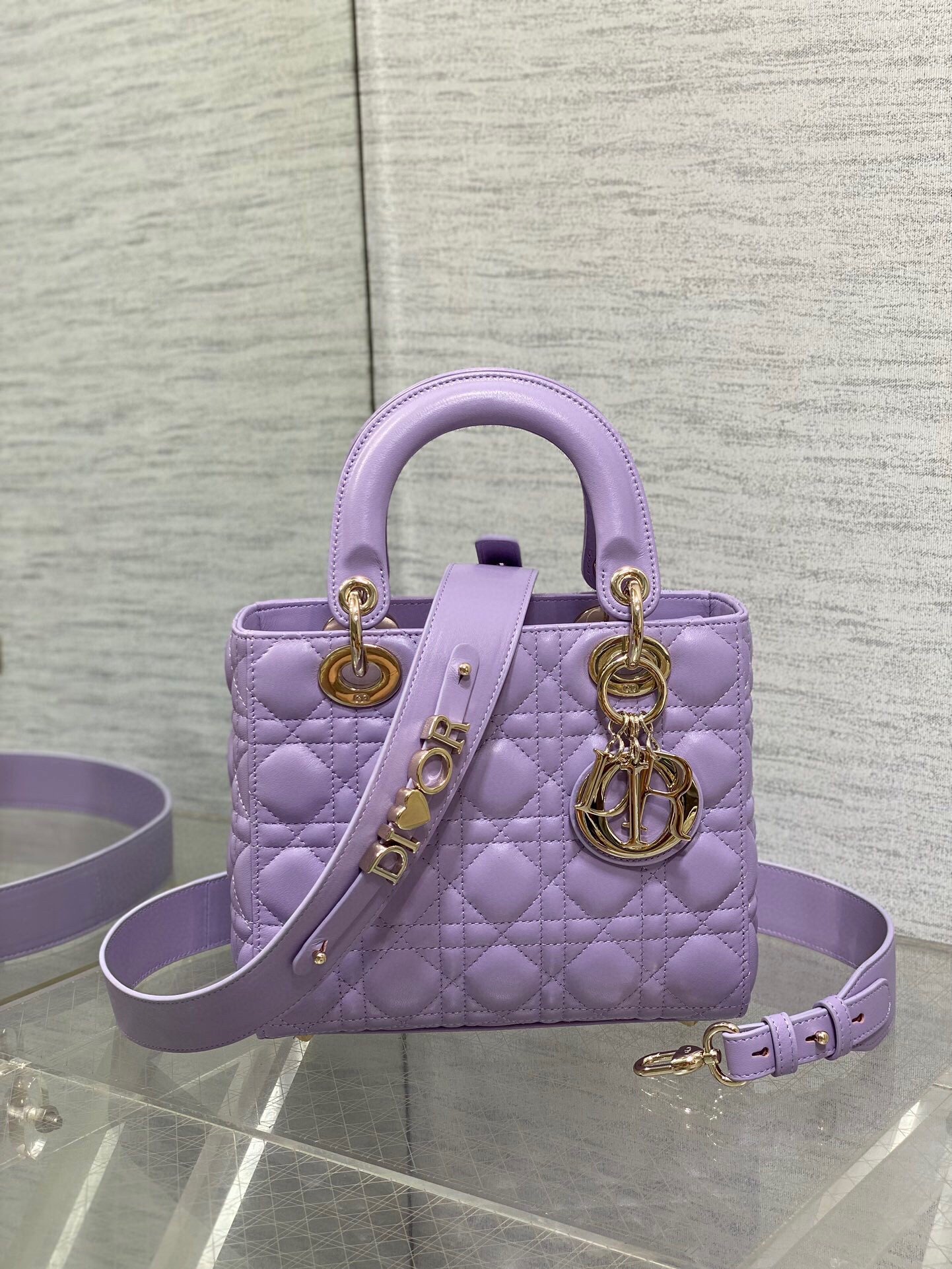 Dior Small Lady Dior My ABCDior Bag in Lilas Lambskin