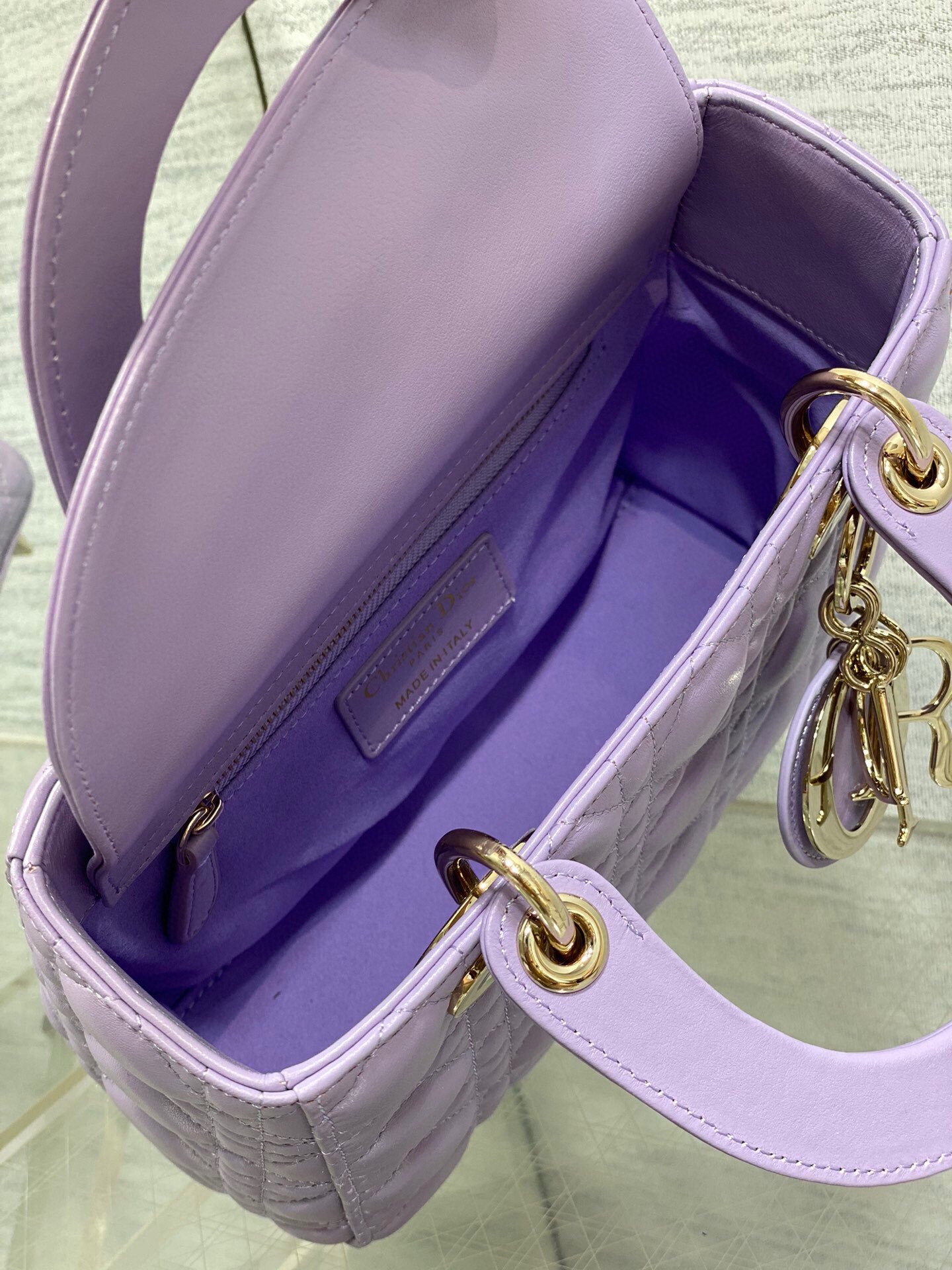 Dior Small Lady Dior My ABCDior Bag in Lilas Lambskin