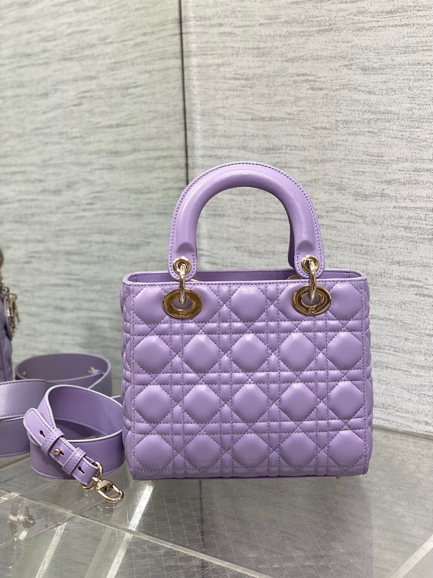 Dior Small Lady Dior My ABCDior Bag in Lilas Lambskin