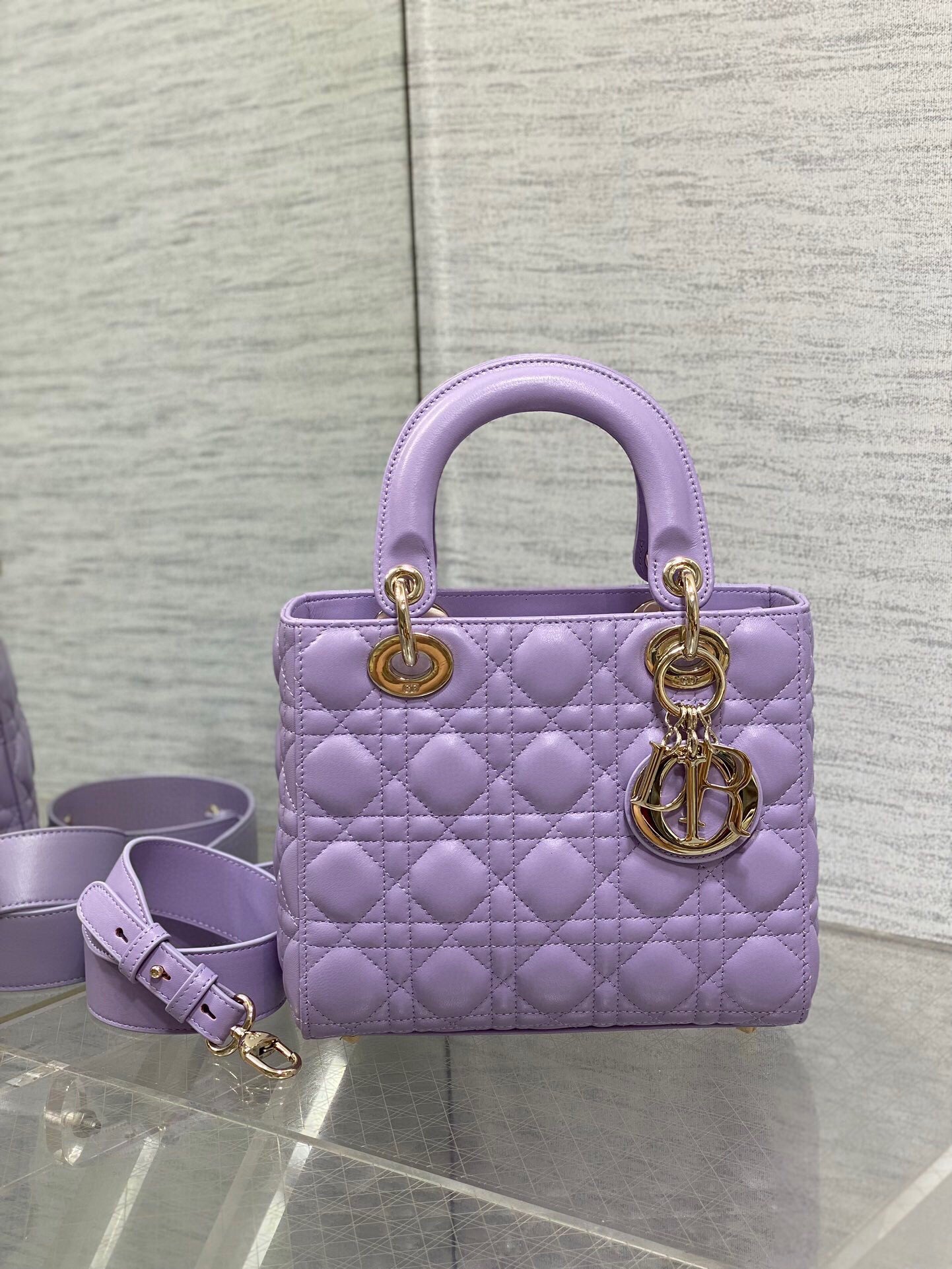 Dior Small Lady Dior My ABCDior Bag in Lilas Lambskin