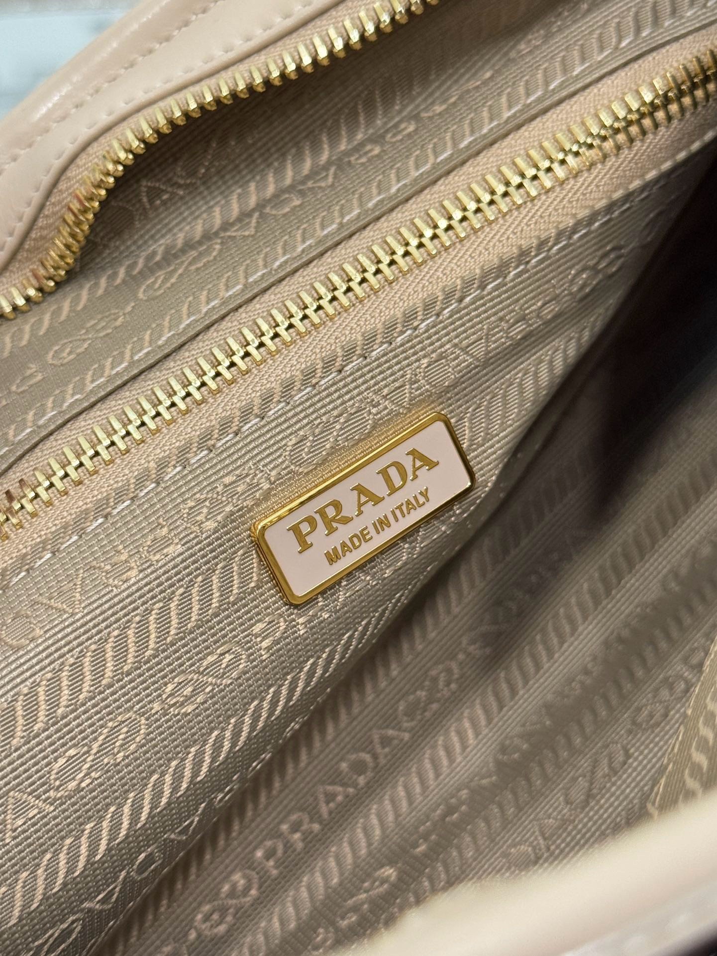 Prada Medium Tote Bag in Beige Soft Leather