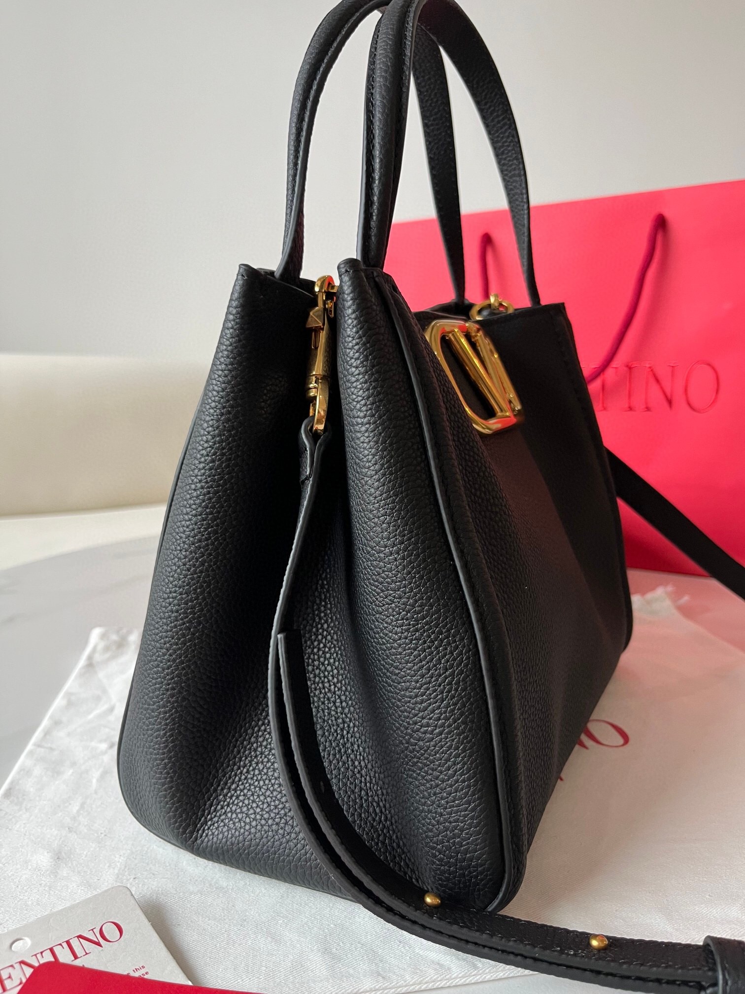 Valentino Alltime Medium Bag in Black Grained Calfskin