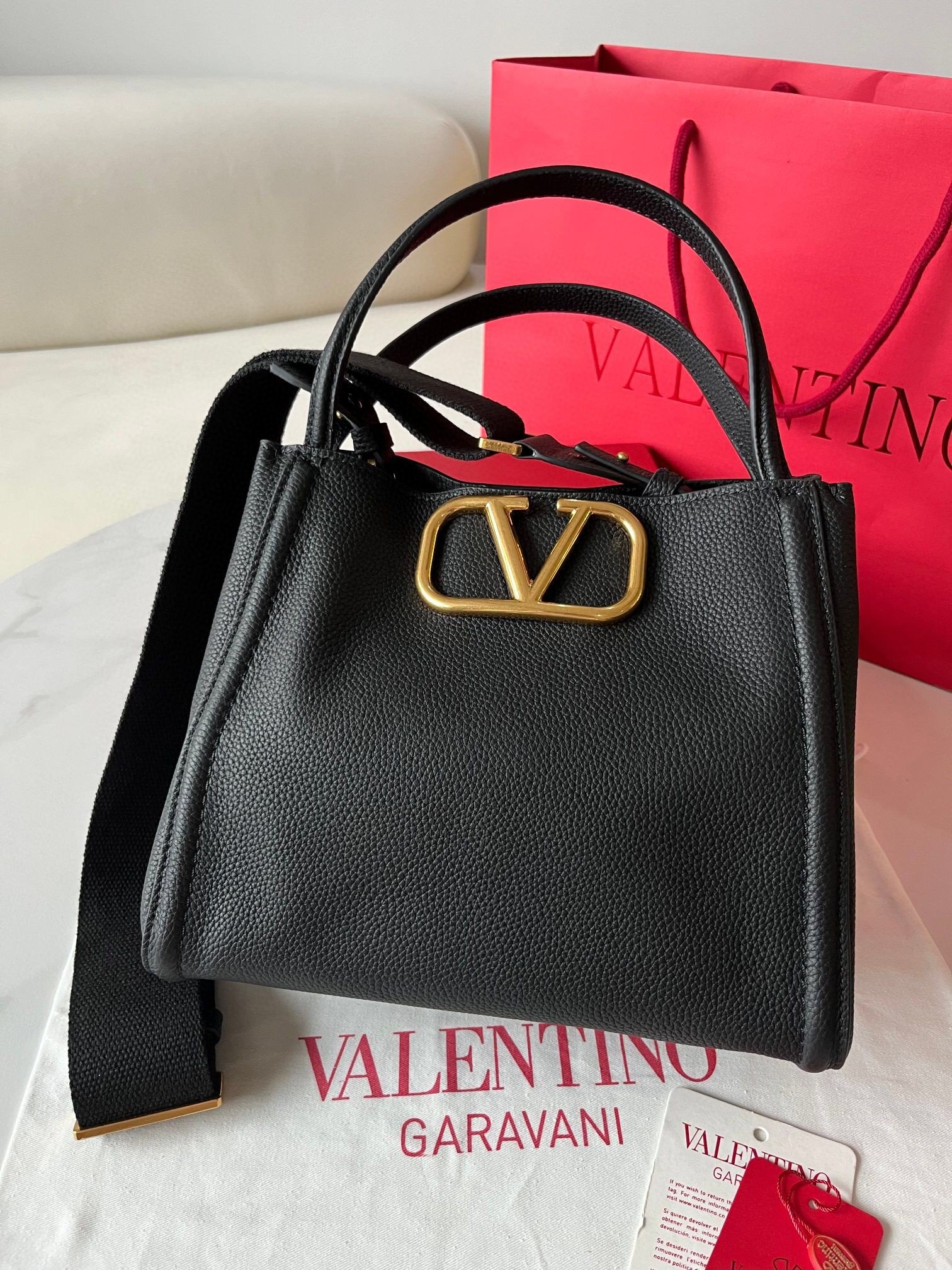 Valentino Alltime Medium Bag in Black Grained Calfskin