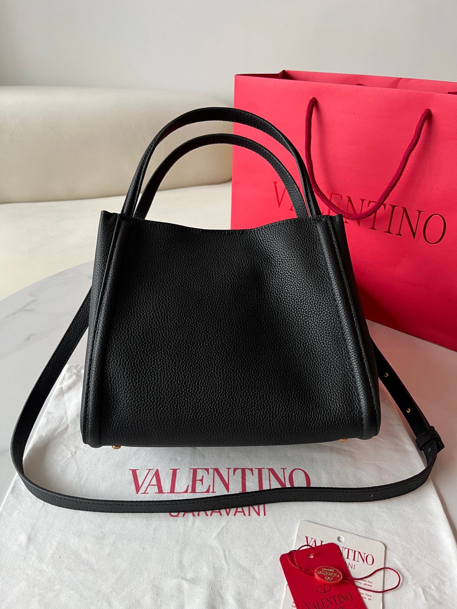 Valentino Alltime Medium Bag in Black Grained Calfskin