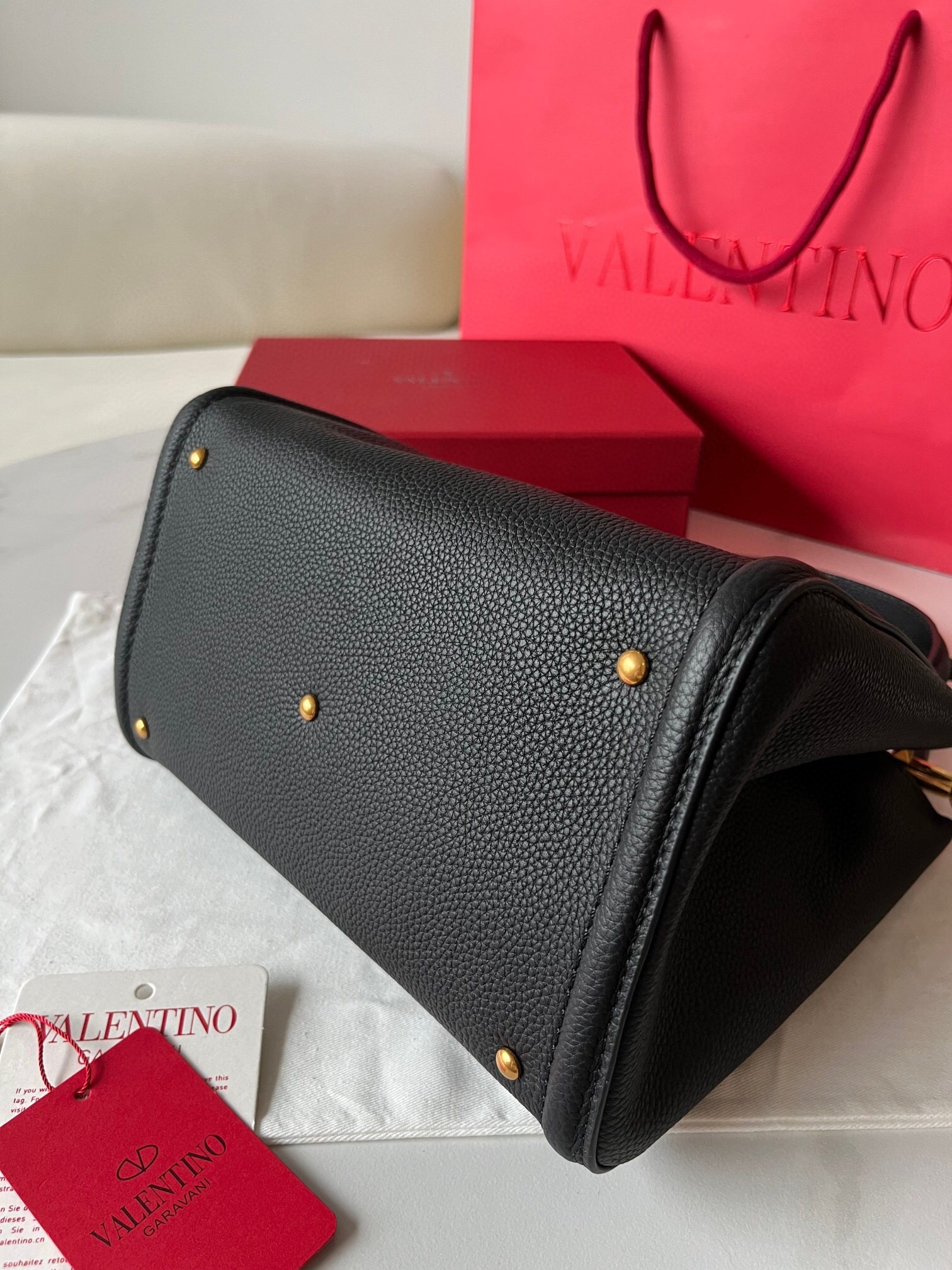 Valentino Alltime Medium Bag in Black Grained Calfskin