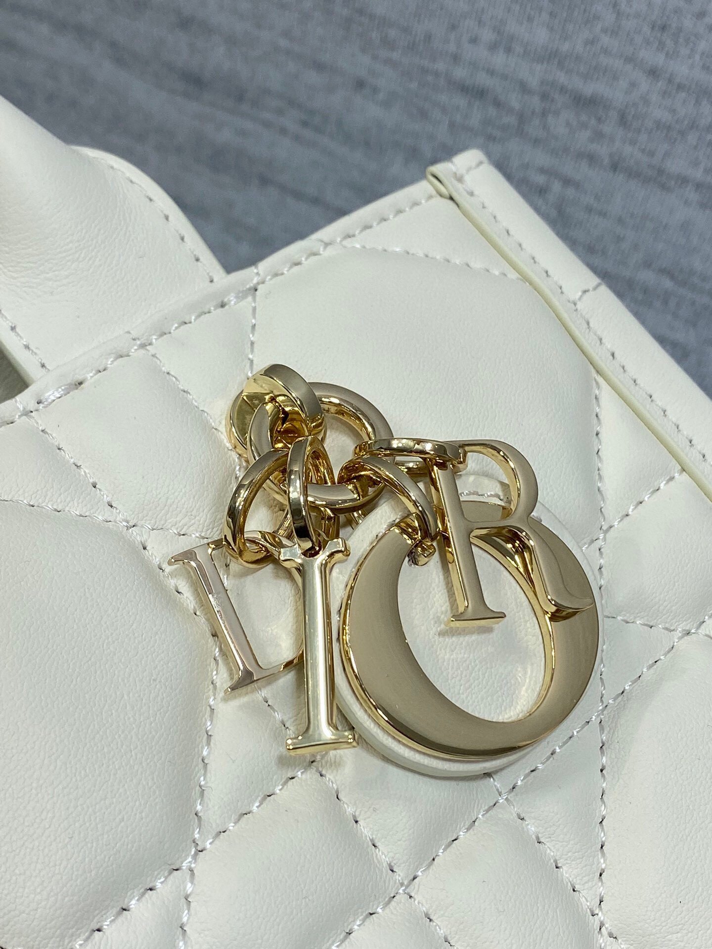 Dior Mini Book Tote Bag with Strap in White Macrocannage Calfskin