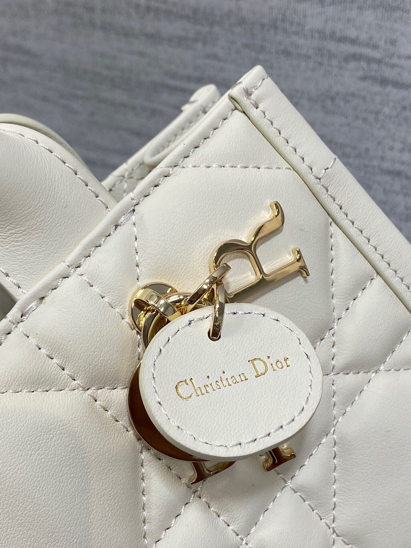 Dior Mini Book Tote Bag with Strap in White Macrocannage Calfskin