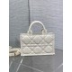 Dior Mini Book Tote Bag with Strap in White Macrocannage Calfskin