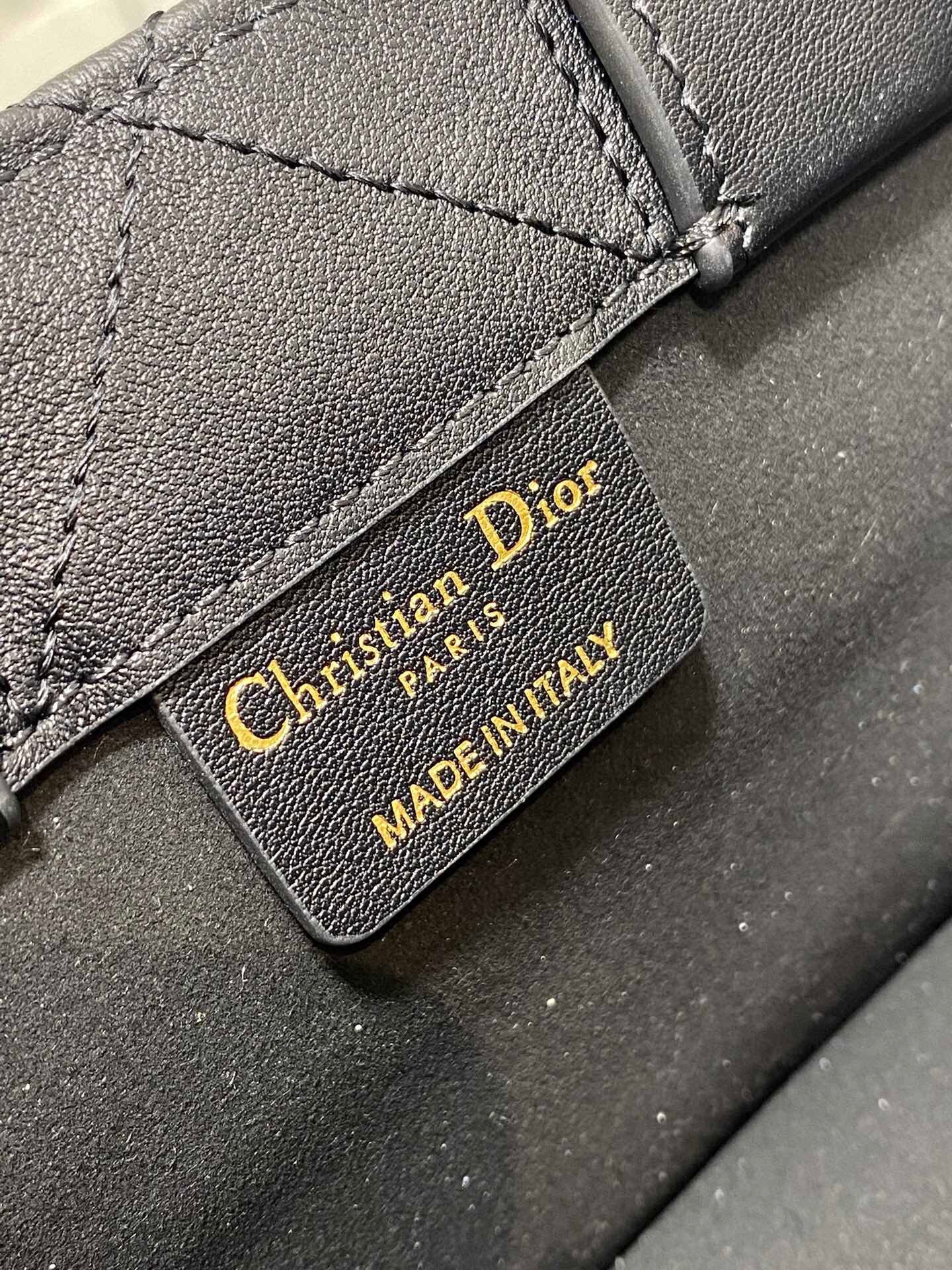 Dior Mini Book Tote Bag with Strap in Black Macrocannage Calfskin