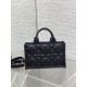 Dior Mini Book Tote Bag with Strap in Black Macrocannage Calfskin