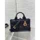 Dior Mini Book Tote Bag with Strap in Black Macrocannage Calfskin