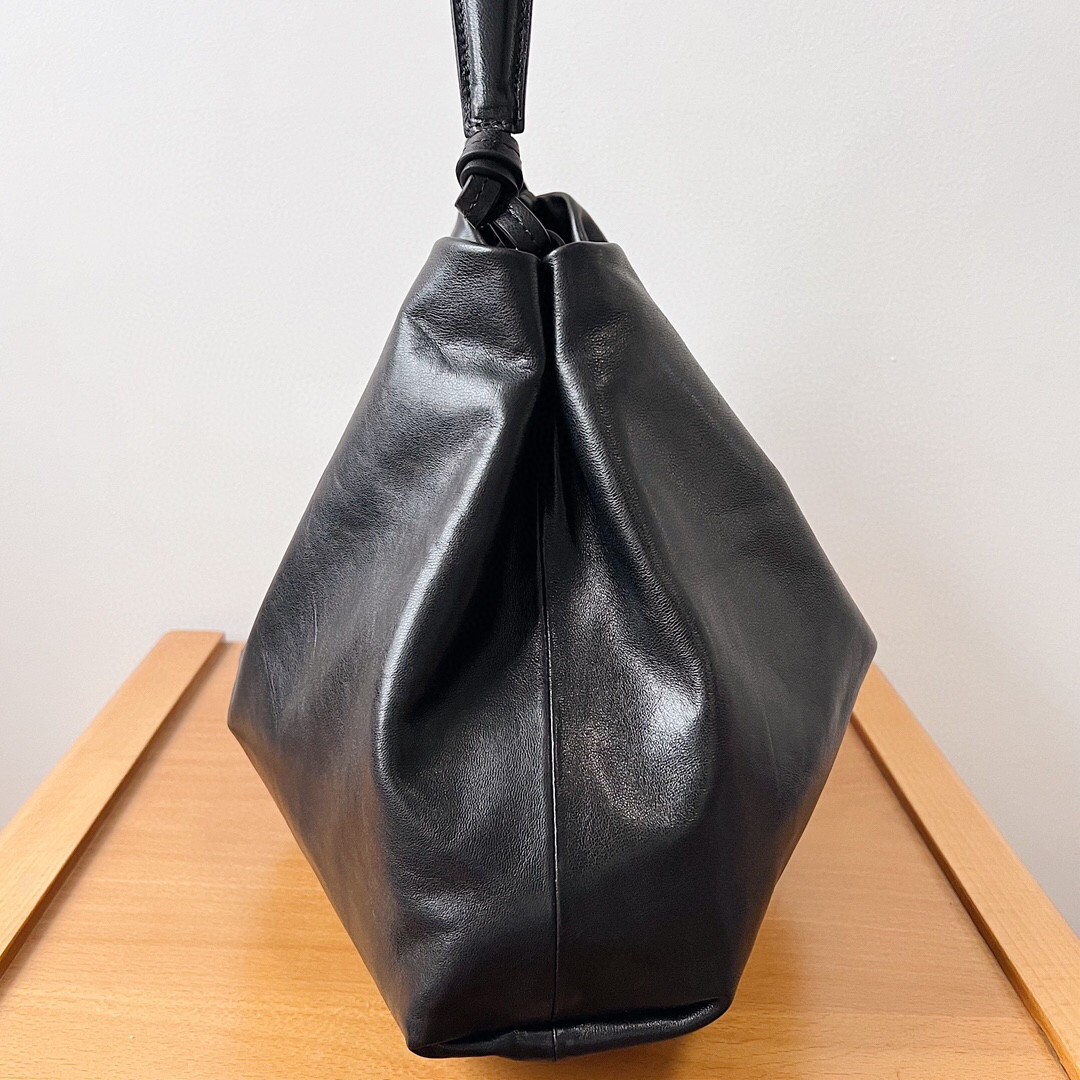 The Row Samia Shoulder Bag in Black Leather