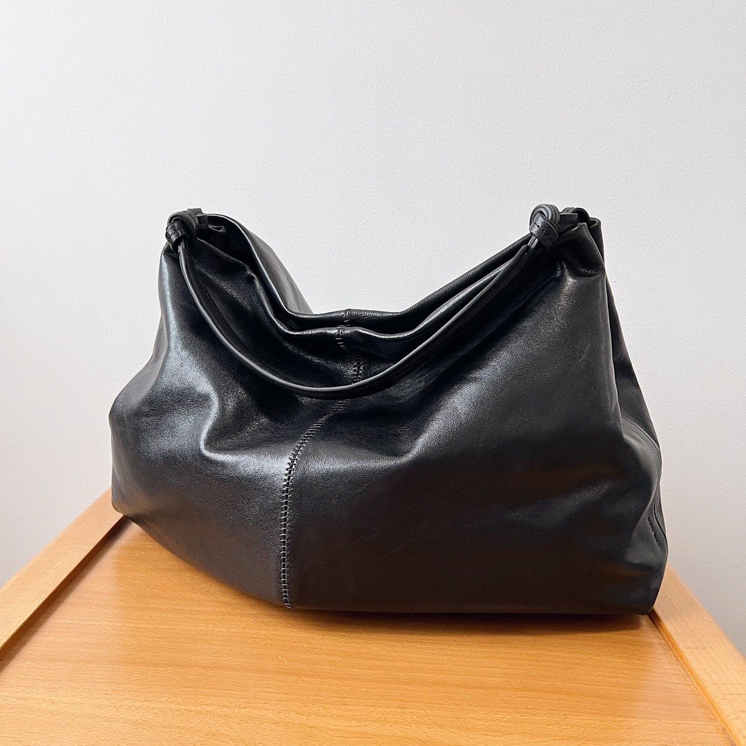 The Row Samia Shoulder Bag in Black Leather