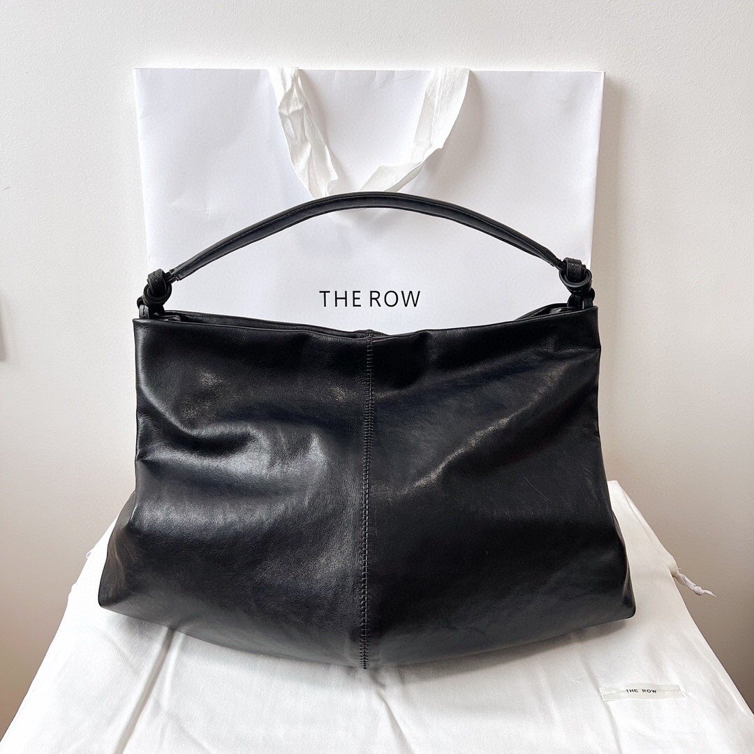 The Row Samia Shoulder Bag in Black Leather