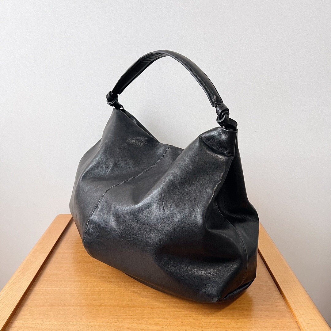 The Row Samia Shoulder Bag in Black Leather