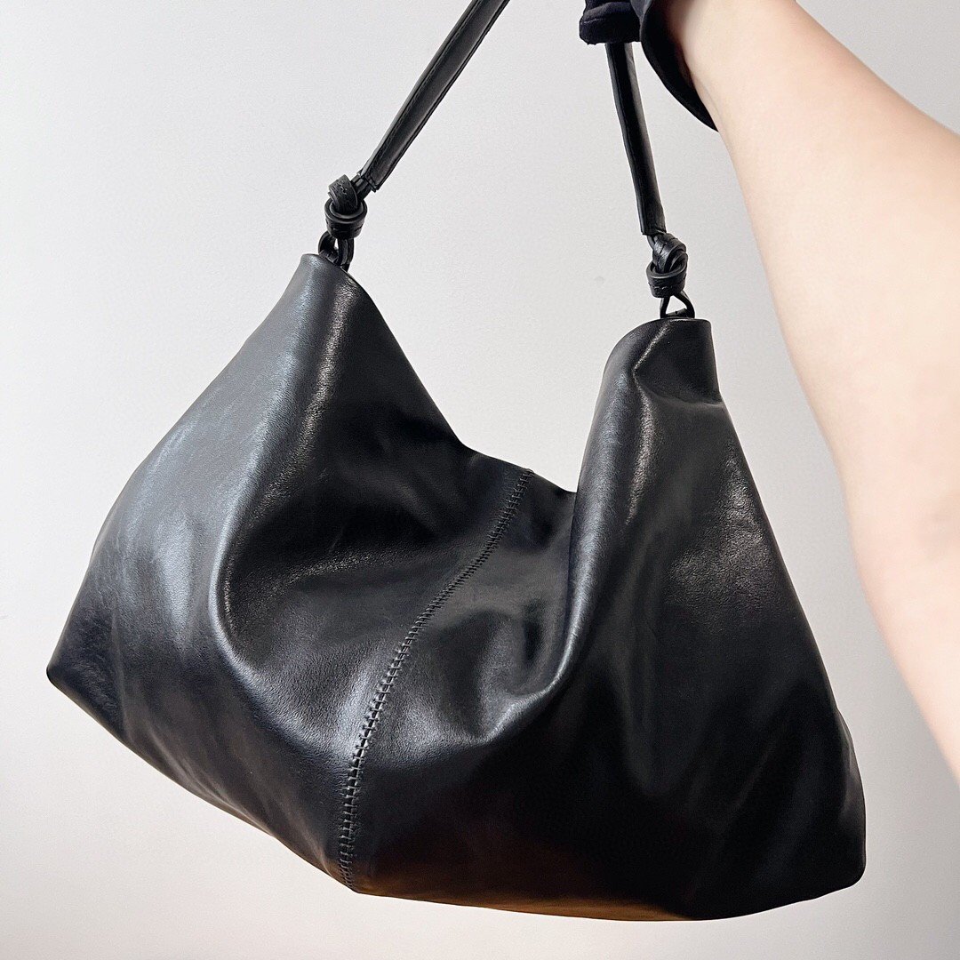 The Row Samia Shoulder Bag in Black Leather