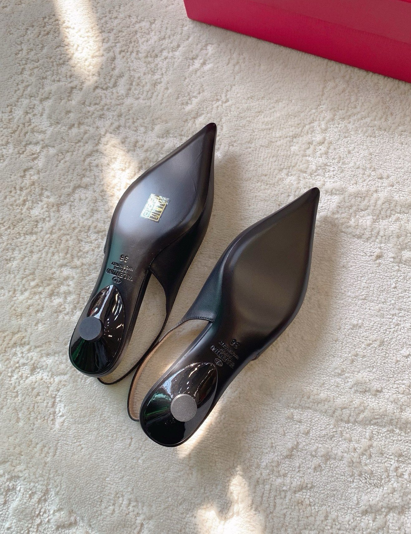 Valentino Bold Edition VLogo Slingback Ballerinas in Black Leather