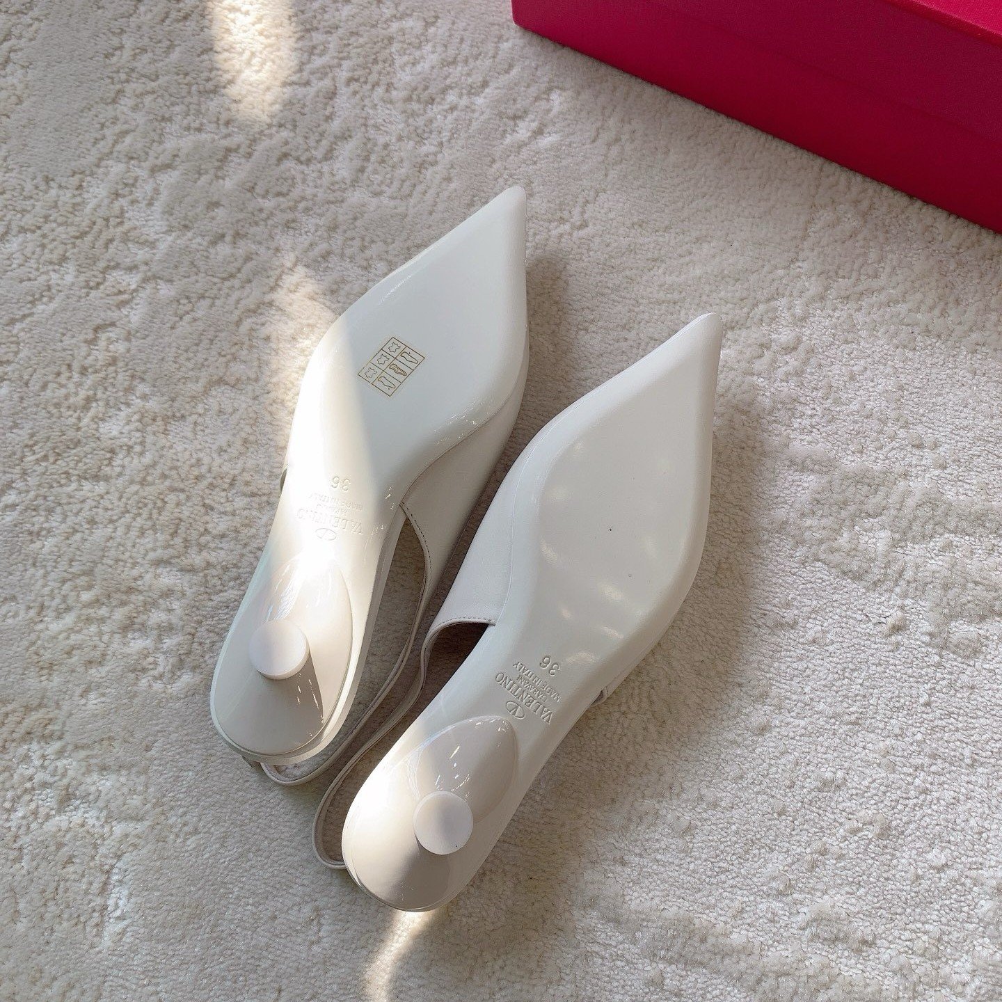 Valentino Bold Edition VLogo Slingback Ballerinas in White Leather